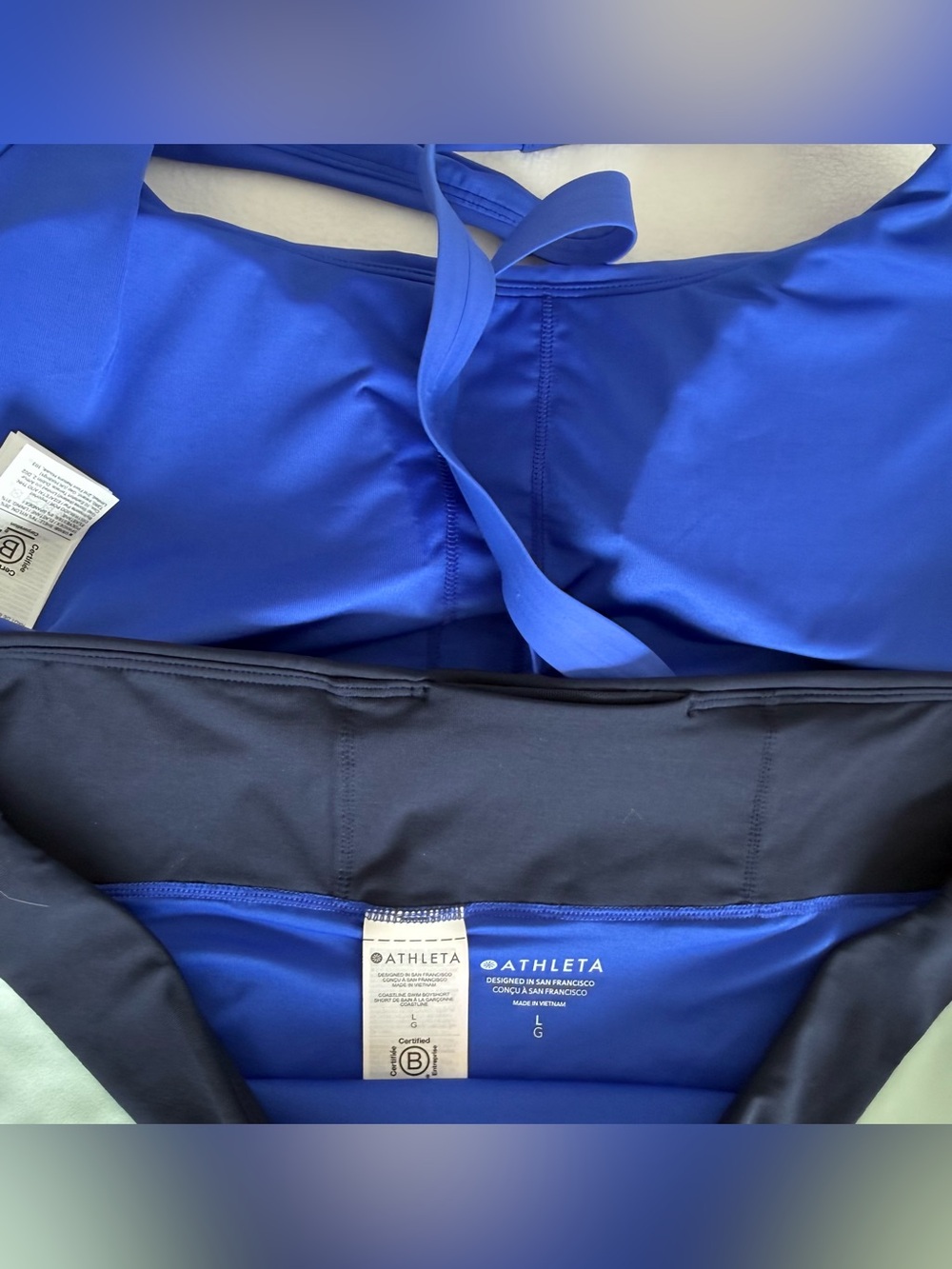 Athleta Malibu Bathing suit set w/Boy short striped bottom - Picture 8 of 10